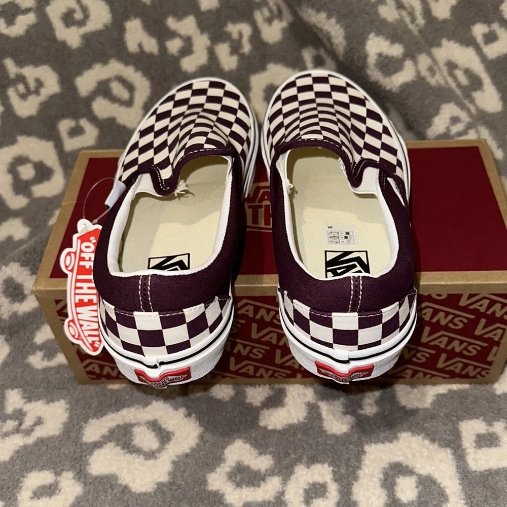 Vans Classic Slip-on Sneakers 🥰😍😘 Checkerboard Grape 🍇 wine New - Picture 12 of 17